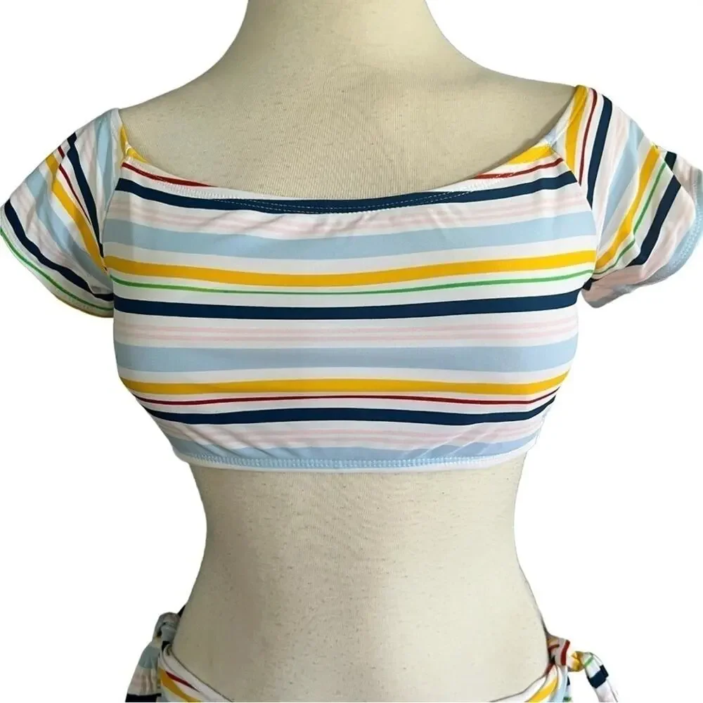 Cabana Del Sol Swimsuit Stripe Bikini Size L NWOT